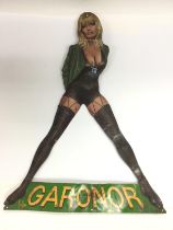 Alain Aslan. A rare 'pin up' Garonor tin sign, app