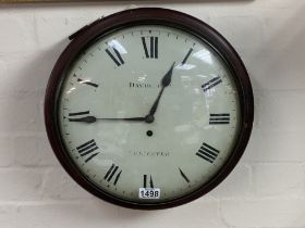 A Victorian David Shaw single fusee wall clock. 40cm Diameter.