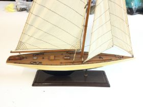 A pond yacht. Approximately 62cm long by 87 high.