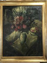 A good size framed oil painting on canvas still life study by Paul Earee. (1888-1968) signed lower
