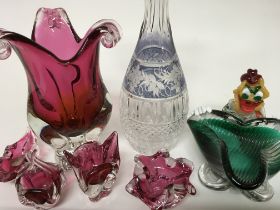 A Collection of glass ware including a decanter wi