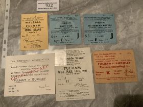 Fulham 1962 FA Cup Run Of Football Tickets: The se