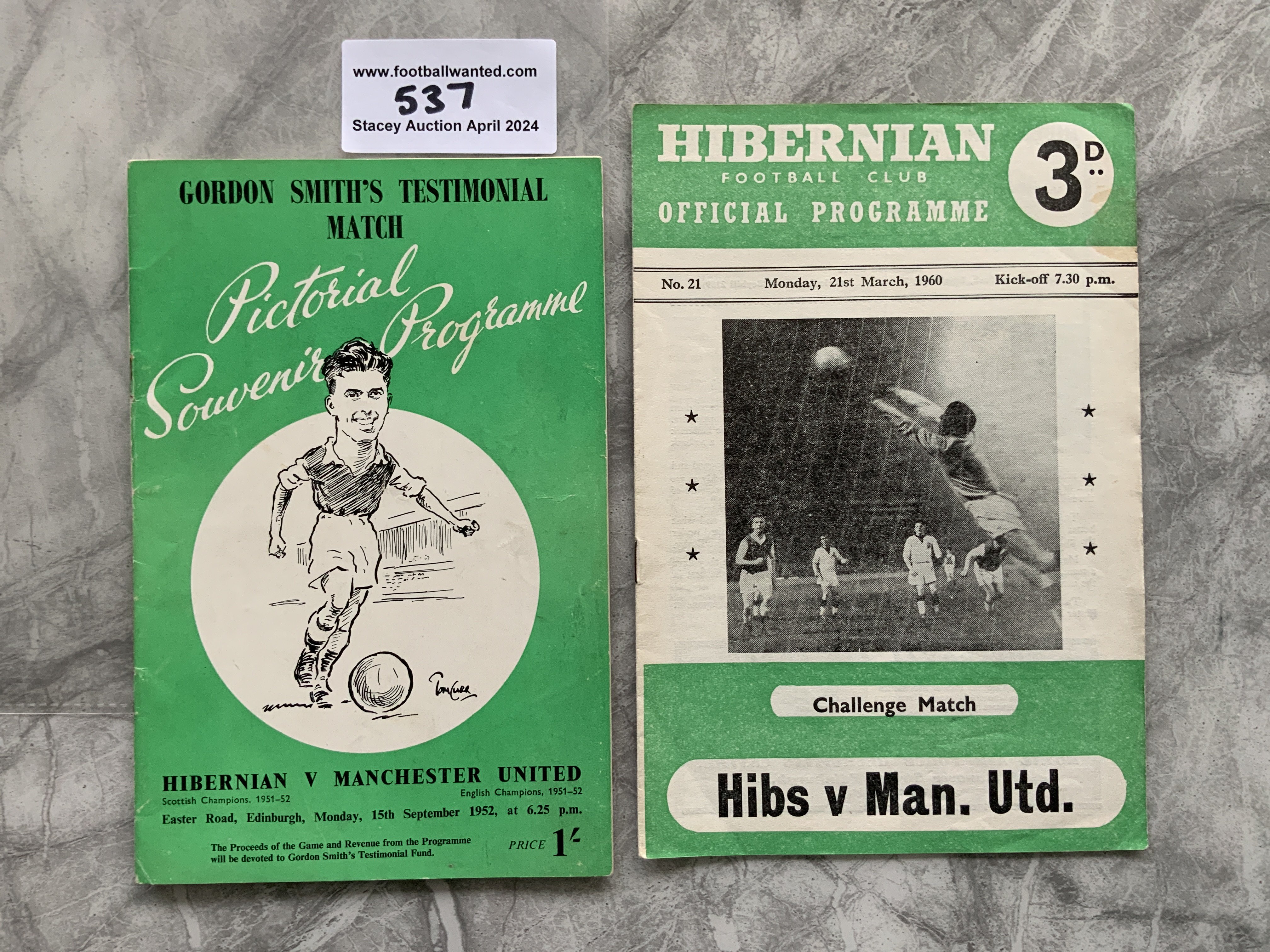 1950s Hibernian v Manchester United Football Progr