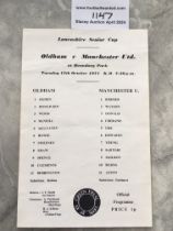 71/72 Oldham v Manchester United Lancs Cup Footbal