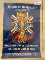 1966 England Signed World Cup Football Poster: Lar
