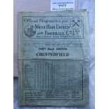 36/37 West Ham v Chesterfield Football Programme: