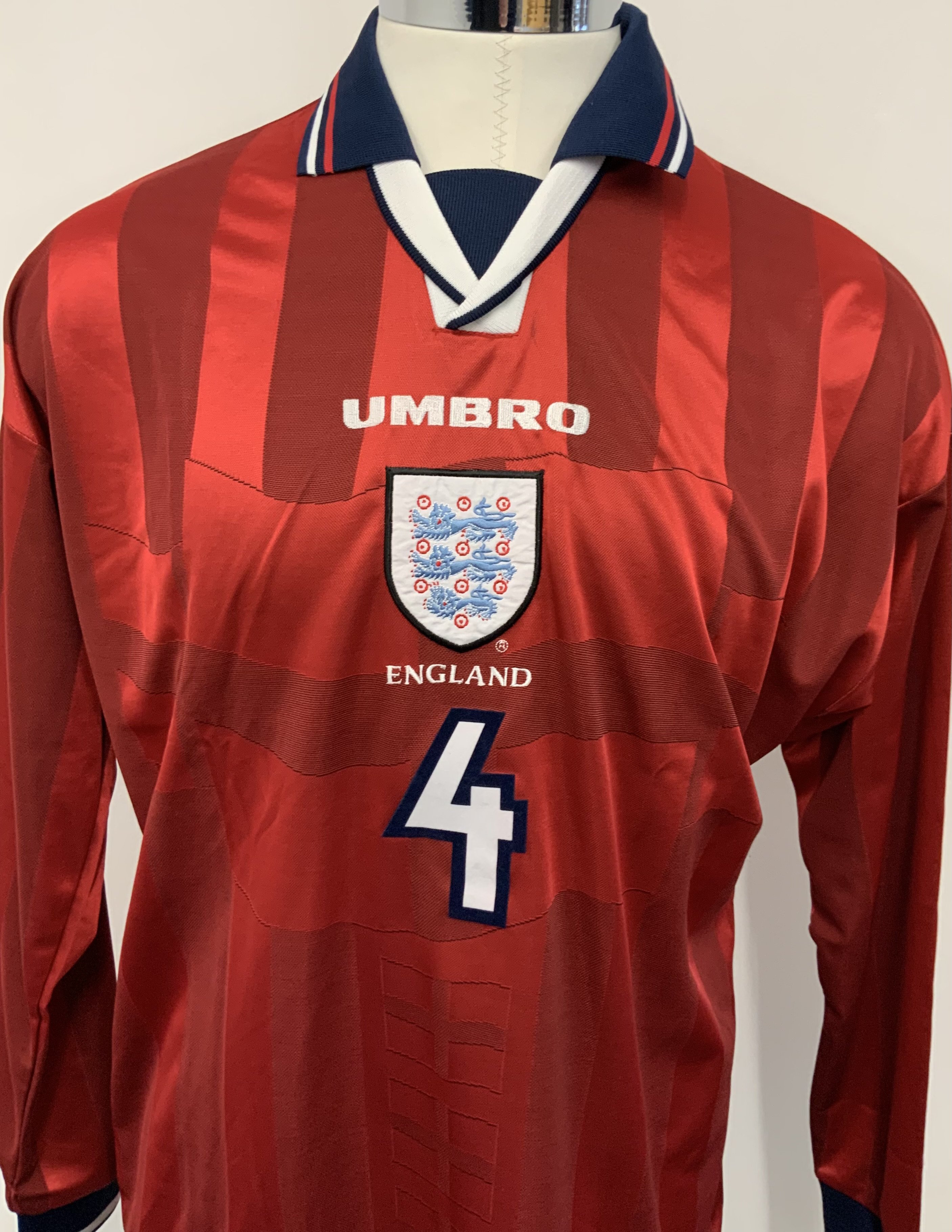 Tim Sherwood 1999 England Match Worn Football Shir