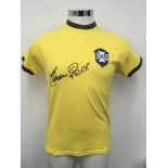 Pele Signed Brazil Football Shirt: Medium yellow r