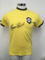 Pele Signed Brazil Football Shirt: Medium yellow r