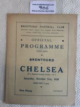 39/40 Brentford v Chelsea Football Programme: Exce