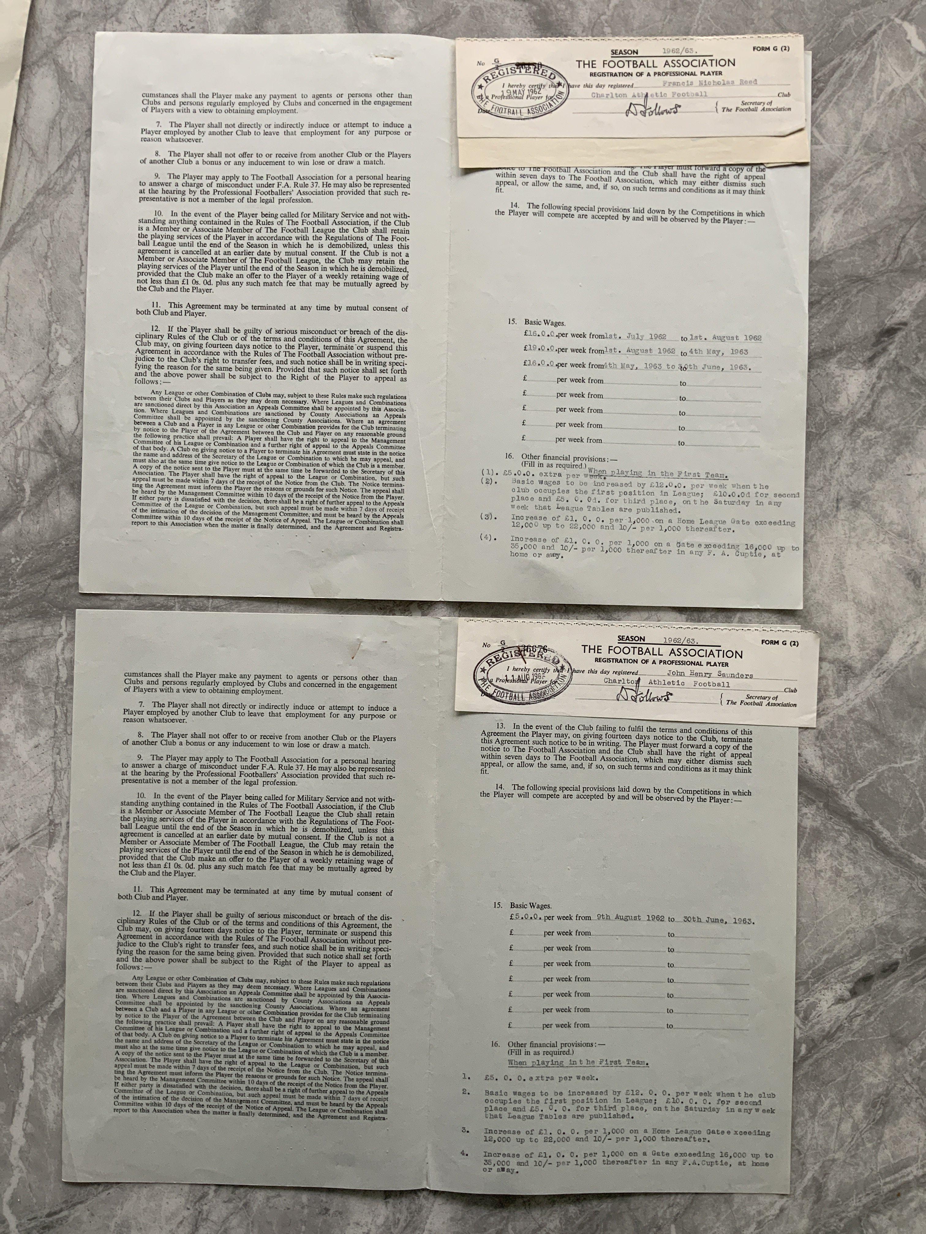 Charlton 62/63 Football Contracts: Original contra - Image 2 of 2