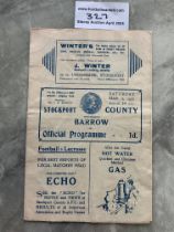 1934 - 1935 Stockport County v Barrow Football Pro