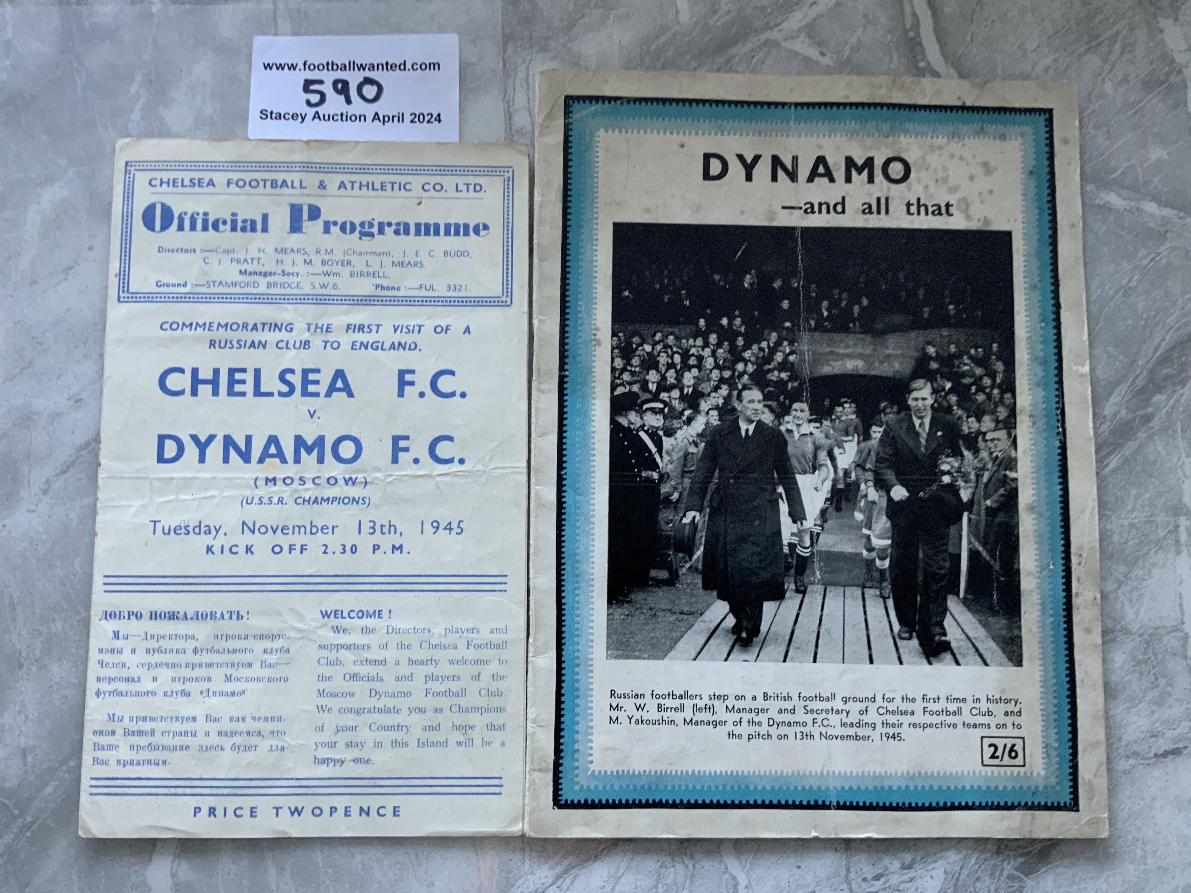 1945 Moscow Dynamo British Tour Memorabilia: 34 pa