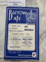 63/64 Barrow v Manchester United Lancs Cup Footbal