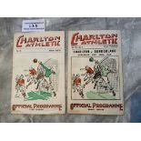 Charlton Pre War Home Football Programmes: Good co