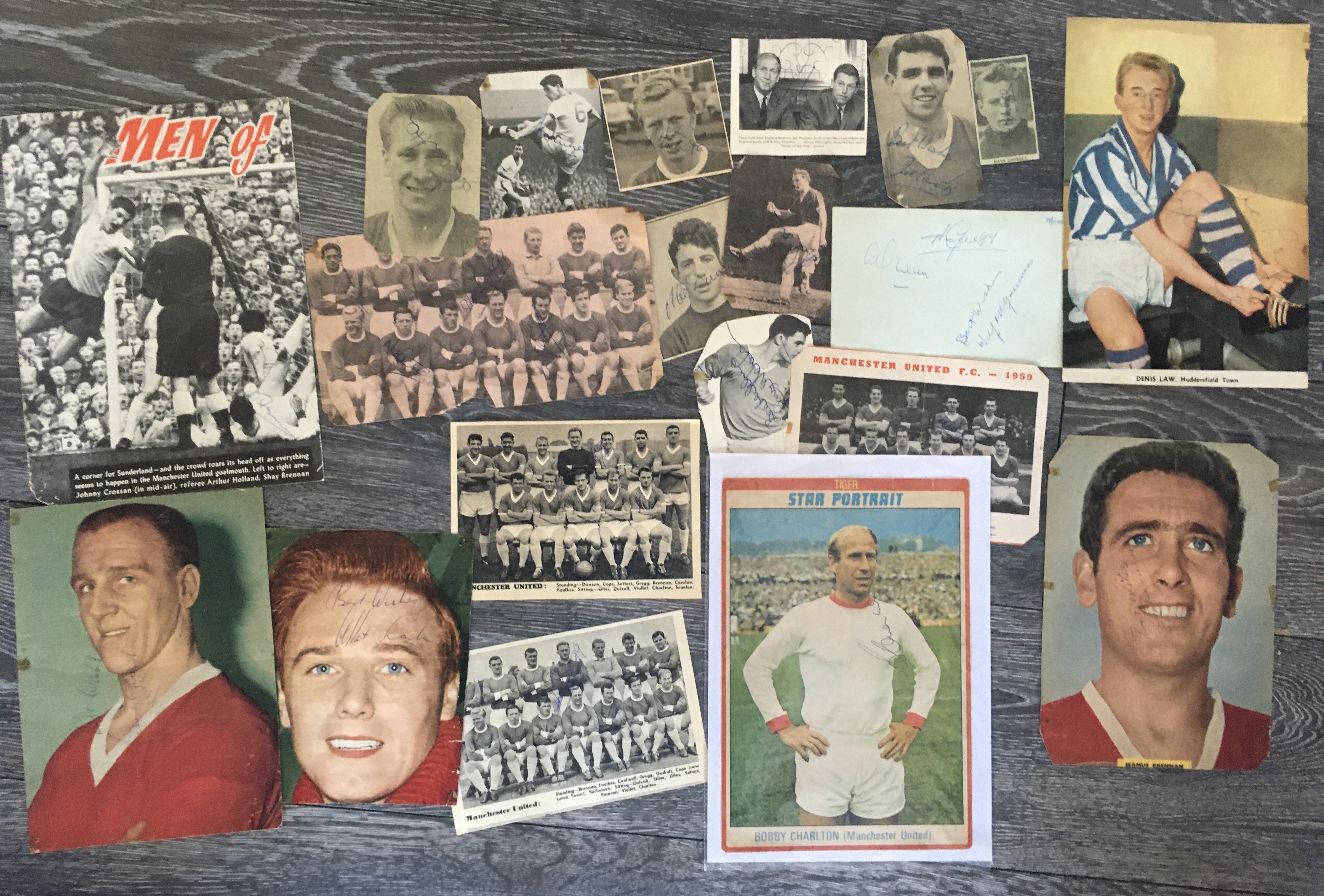Manchester United 1960s Signed Magazine Pictures: