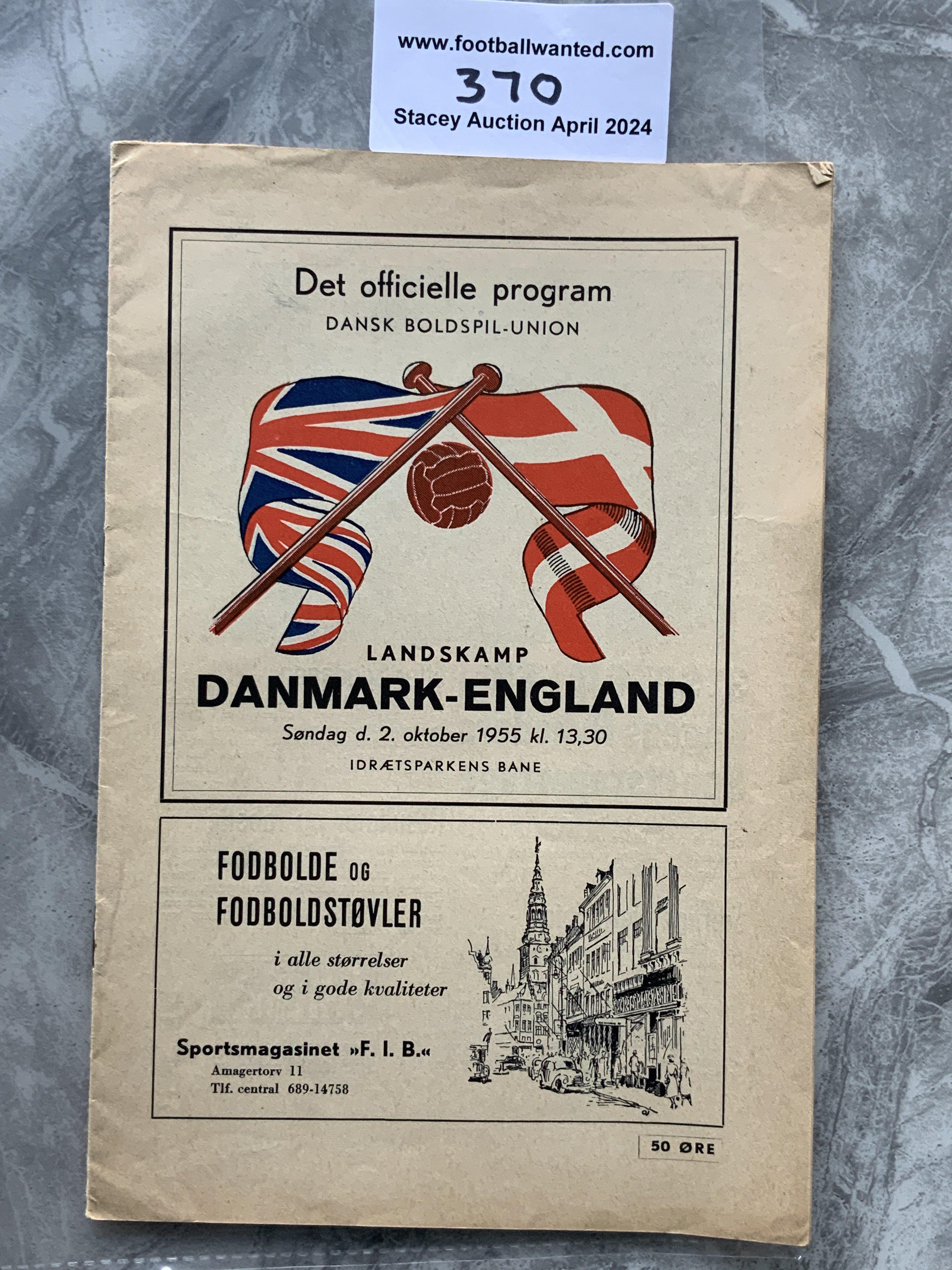 1955 Denmark v England Football Programme: Excelle