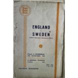 1947 England v Sweden VIP Football Programme: Played at Arsenal with words Souvenir Programme availa