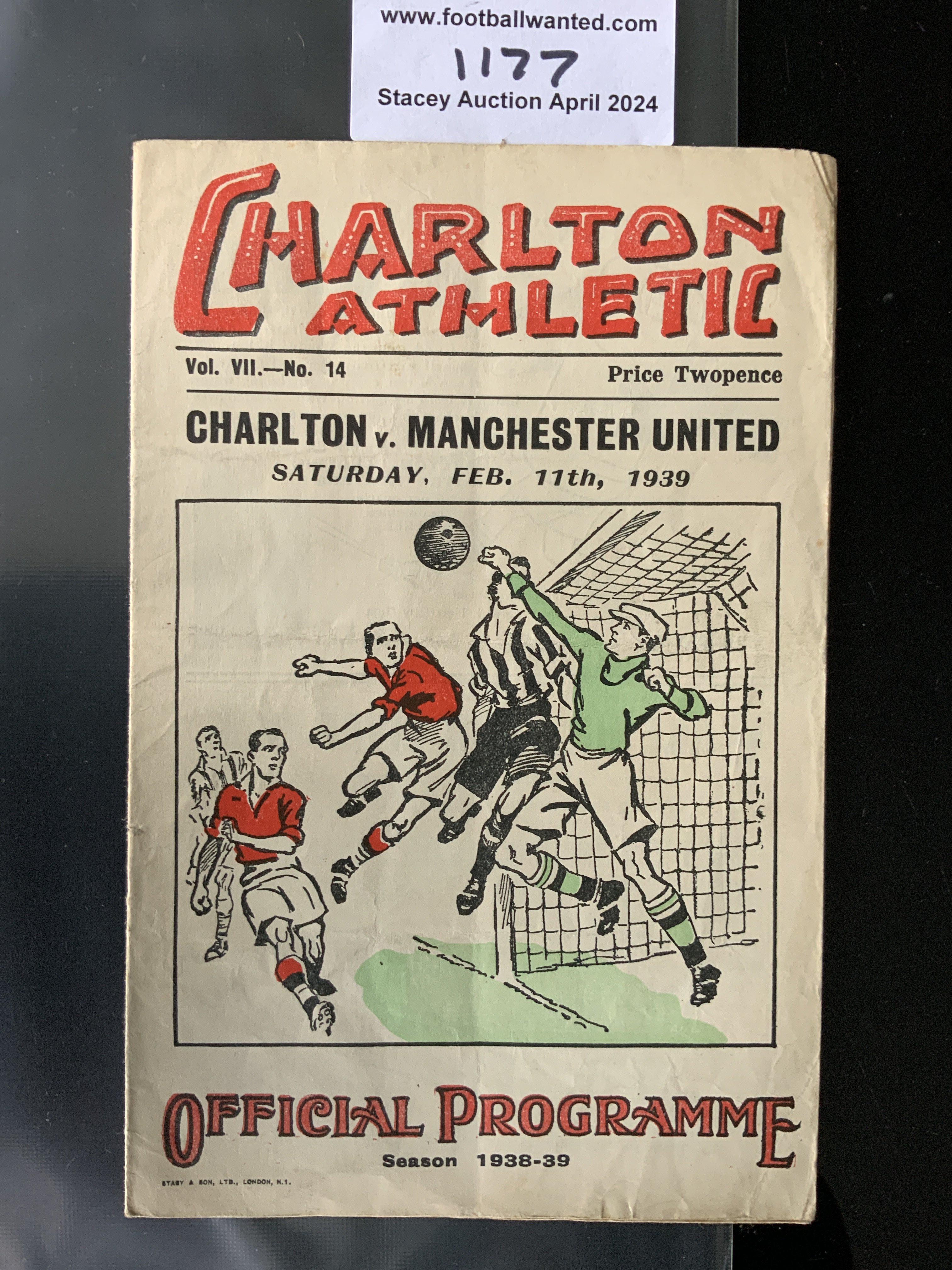 38/39 Charlton v Manchester United Football Progra