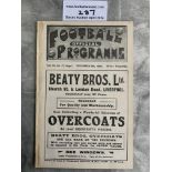 1922 - 1923 Everton v Sunderland Football Programm