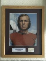 Bobby Moore West Ham Signed Framed Football Photo: