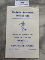 71/72 Rochdale v Manchester United Lancs Cup Footb