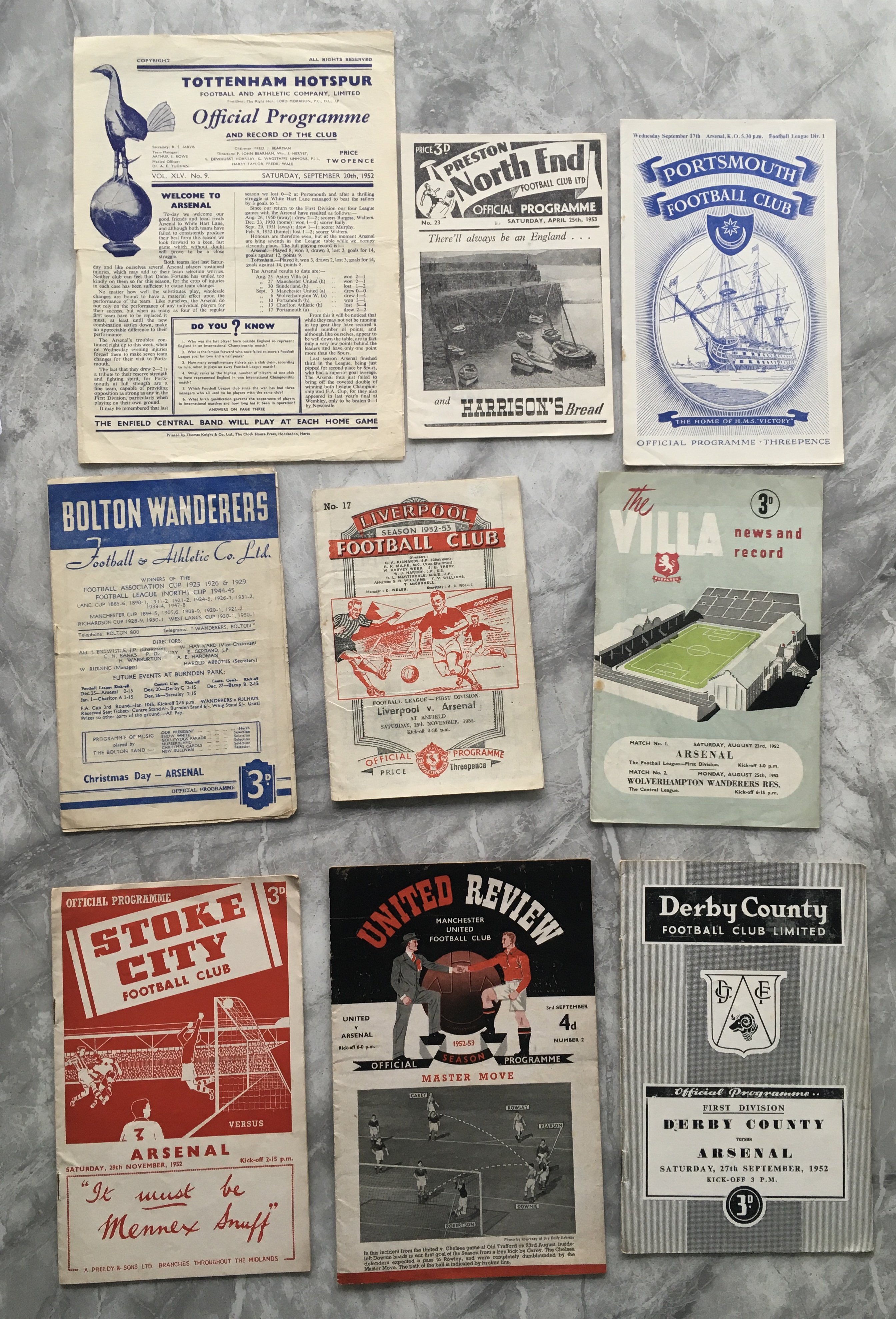 52/53 Arsenal Complete Away Football Programmes: A - Image 2 of 2