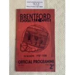 37/38 Brentford v Charlton Football Programme: Goo