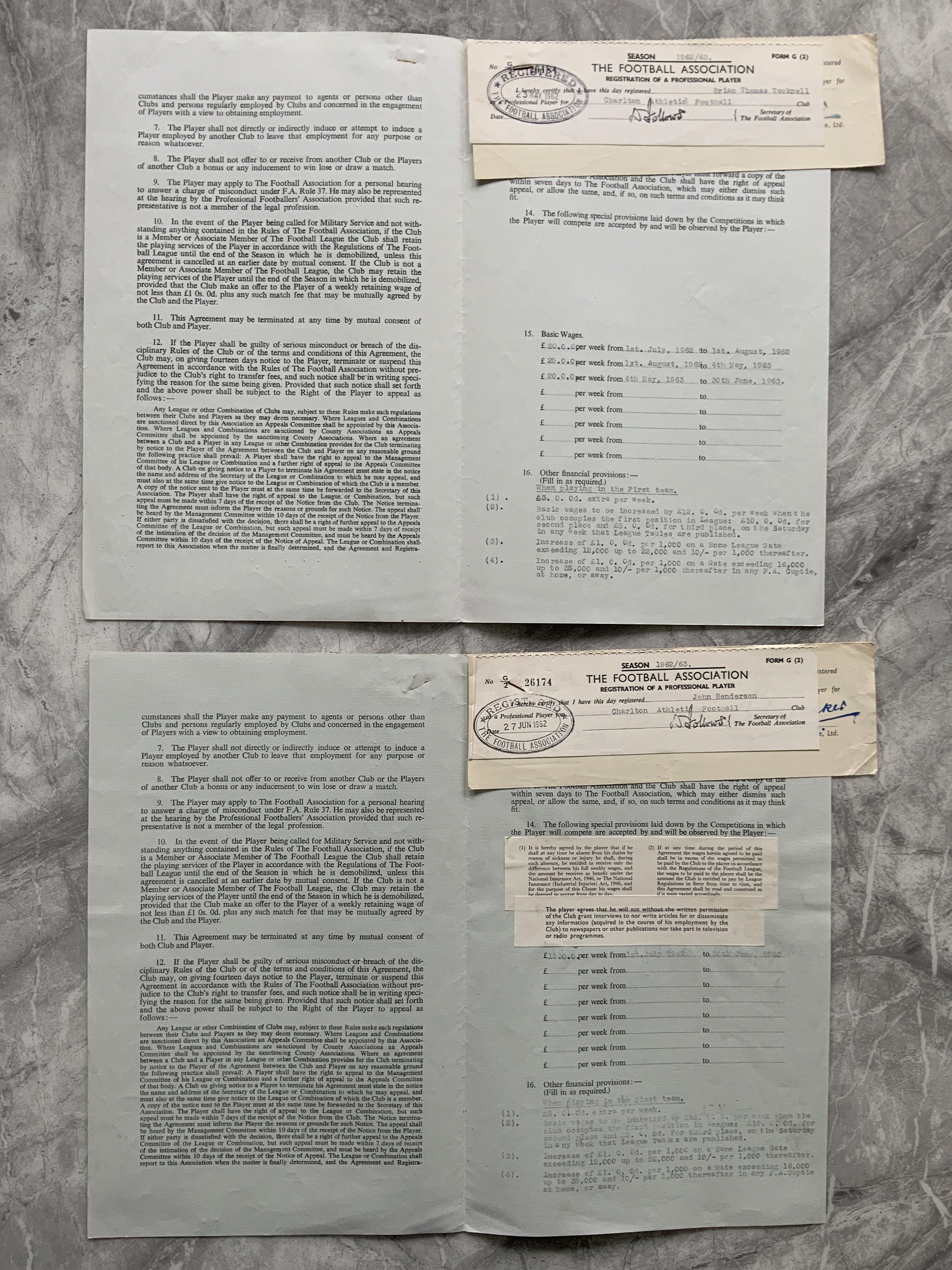 Charlton 62/63 Football Contracts: Original contra - Image 2 of 2