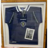 Denis Law Scotland Signed Framed Football Shirt: B