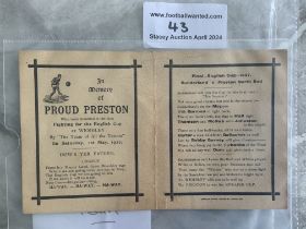 1937 Sunderland V Preston FA Cup Final Memorial Ca