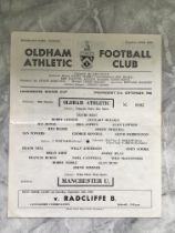 66/67 Oldham v Manchester United Lancs Cup Footbal