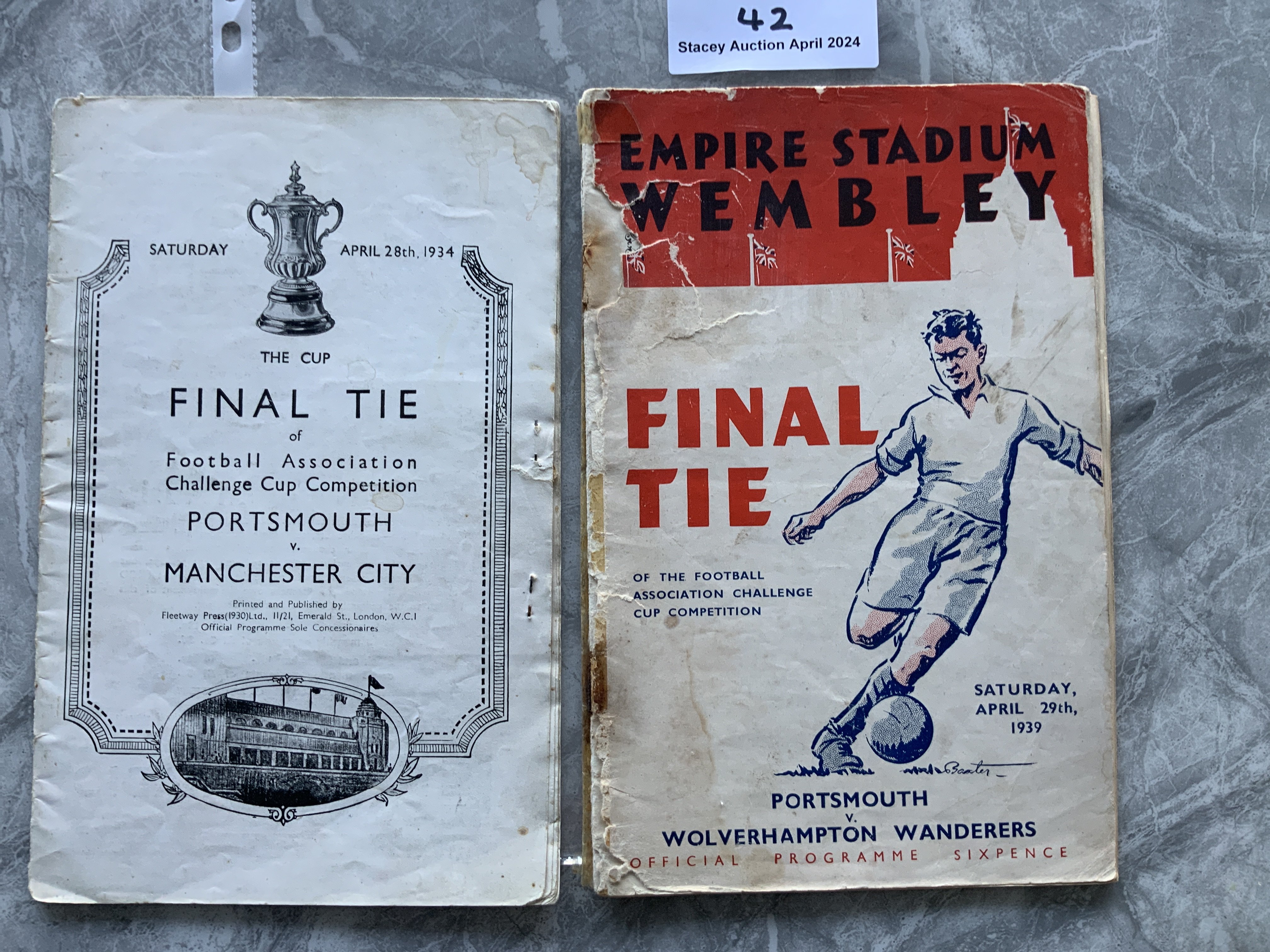 Pre War FA Cup Final Football Programmes: 1934 Por