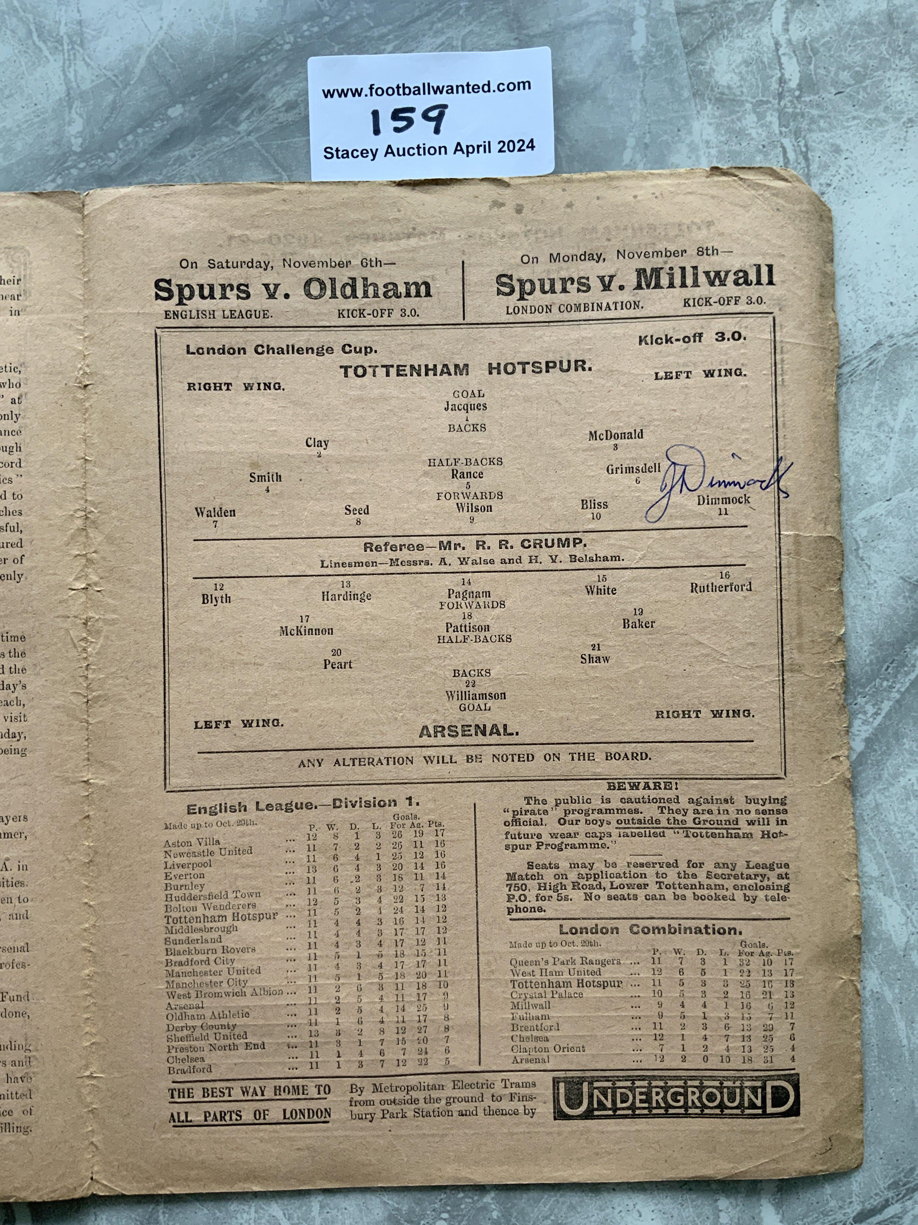 1920 - 1921 Tottenham v Arsenal Signed Football Pr - Bild 2 aus 2