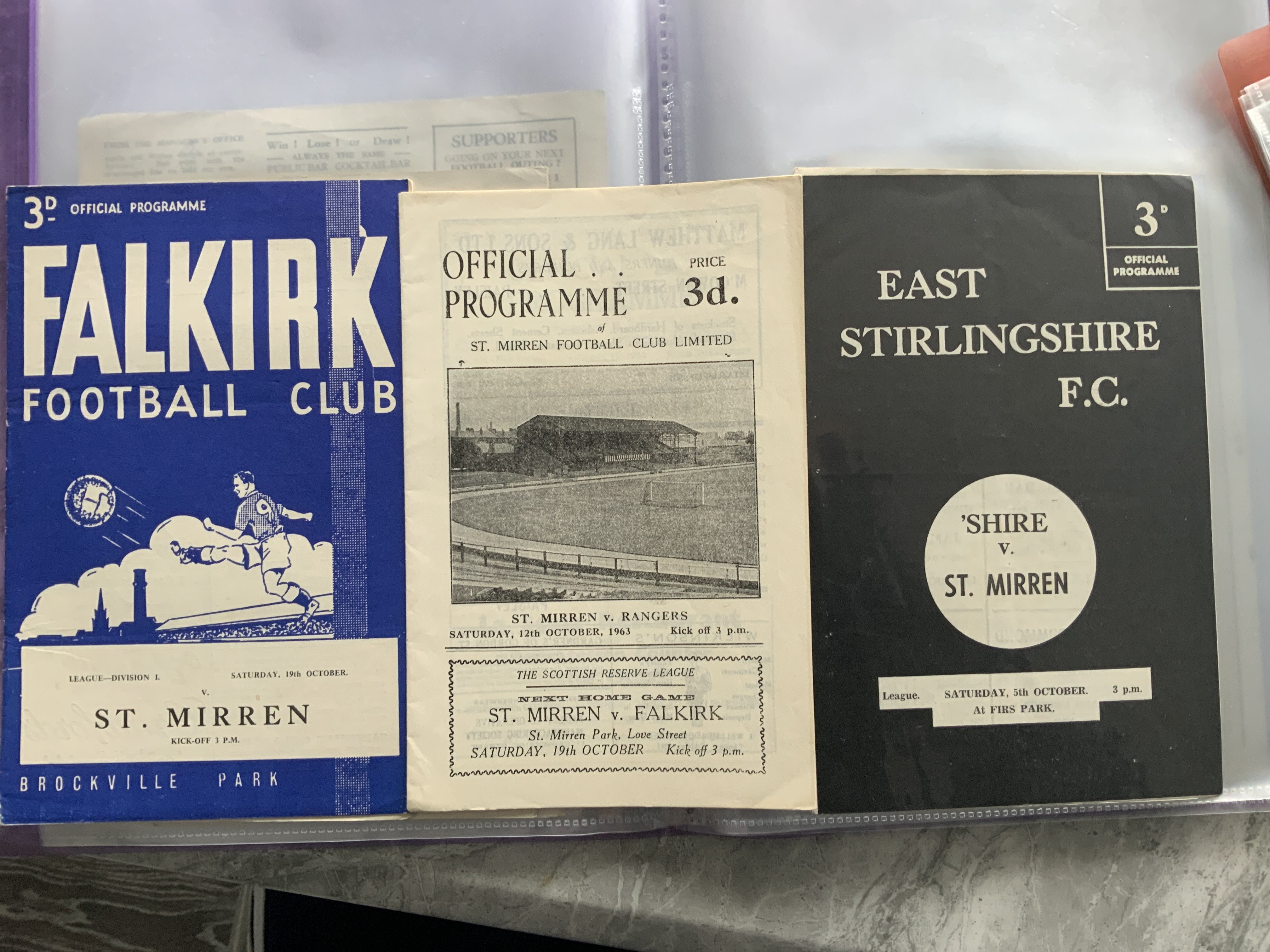 St Mirren 63/64 Home + Away Football Programmes: V