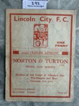 38/39 Lincoln City v Oldham Athletic Football Prog
