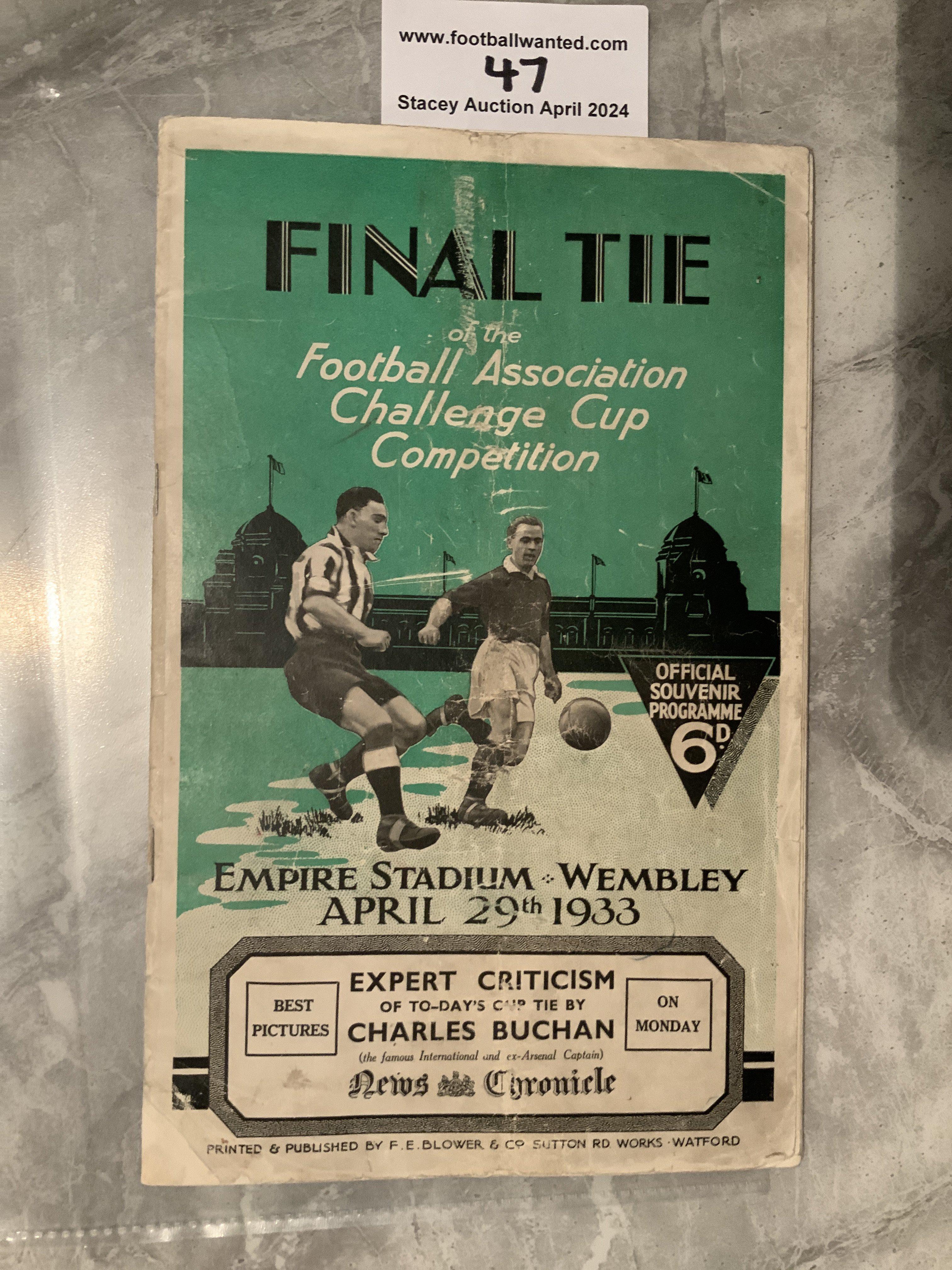 1933 FA Cup Final Football Programme: Everton v Ma