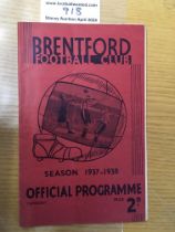 37/38 Brentford v Charlton Football Programme: Exc