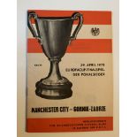 1970 ECWC Final Football Programme: Gornik Zagreb