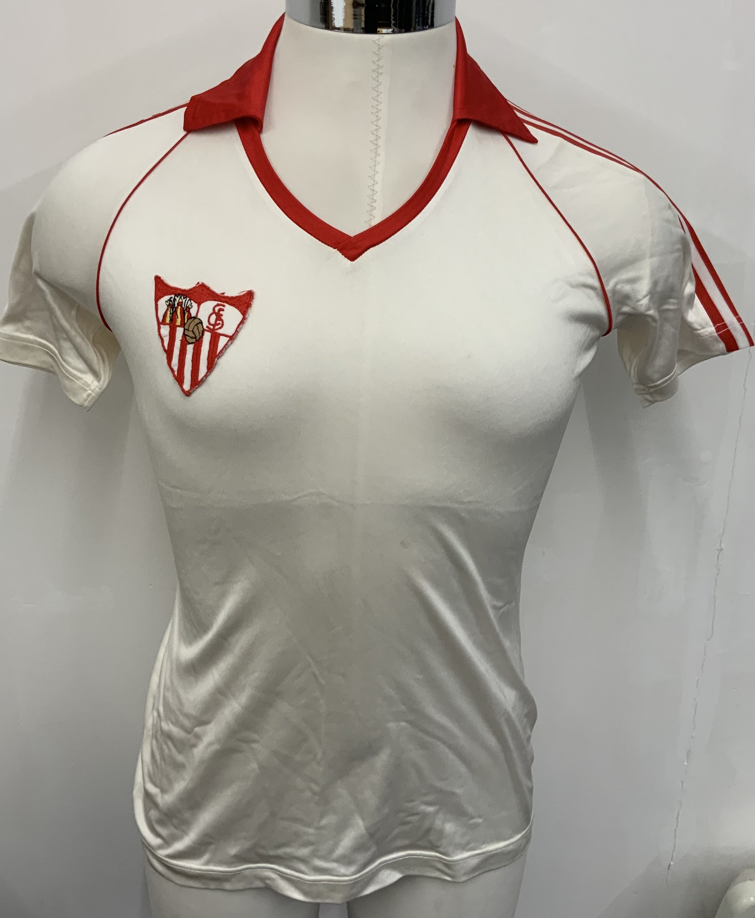 80/81 Seville Match Worn Football Shirt: White wit