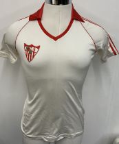 80/81 Seville Match Worn Football Shirt: White wit