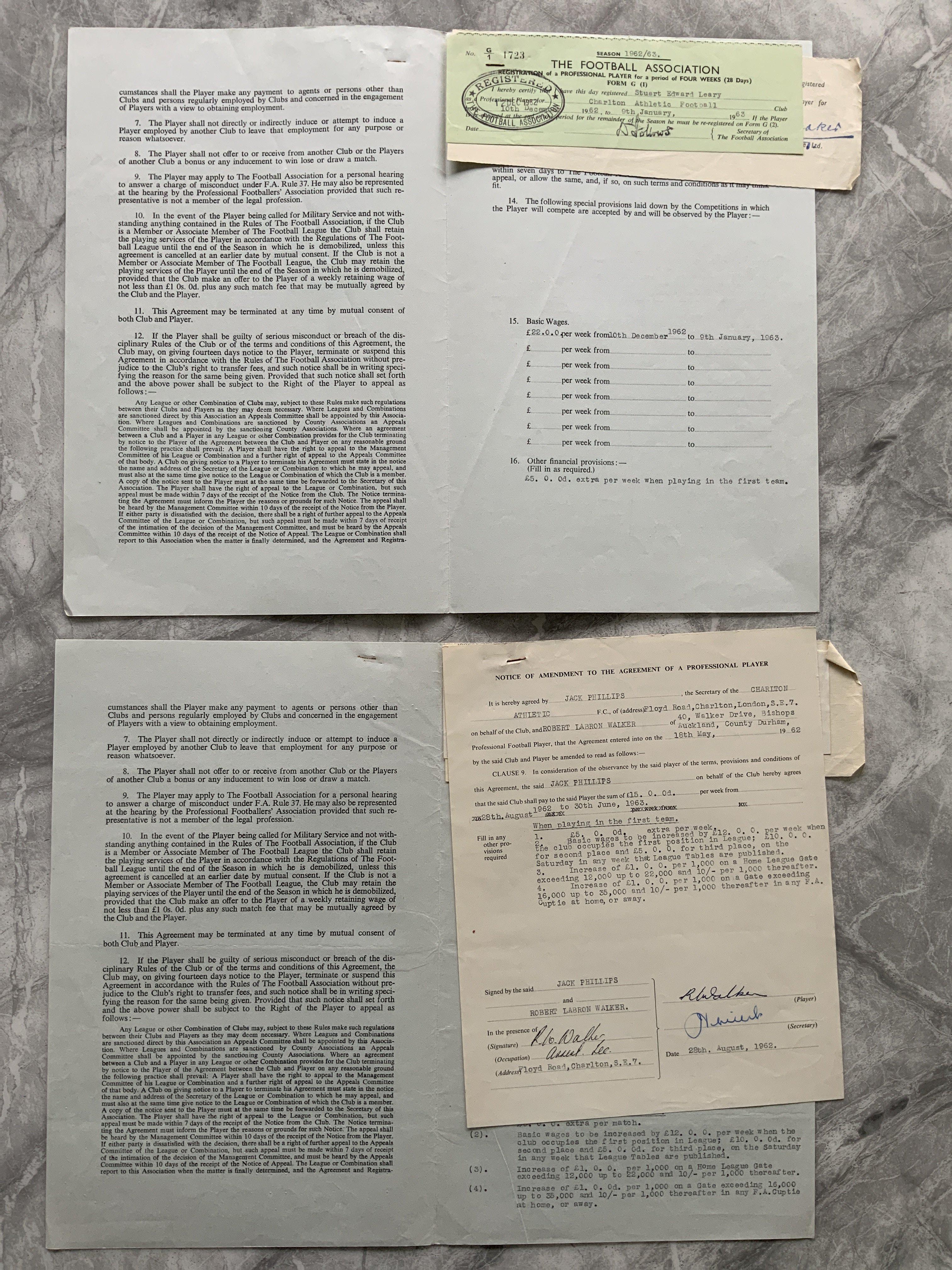 Charlton 62/63 Football Contracts: Original contra - Image 2 of 2