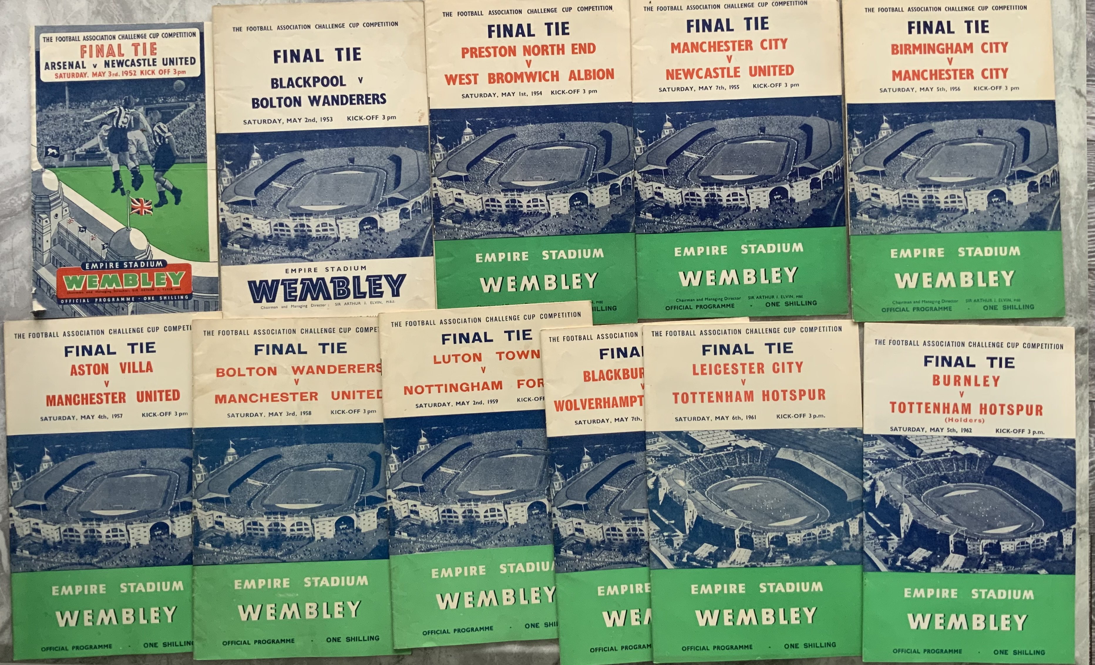 FA Cup Final Football Programme Collection 1952- 1