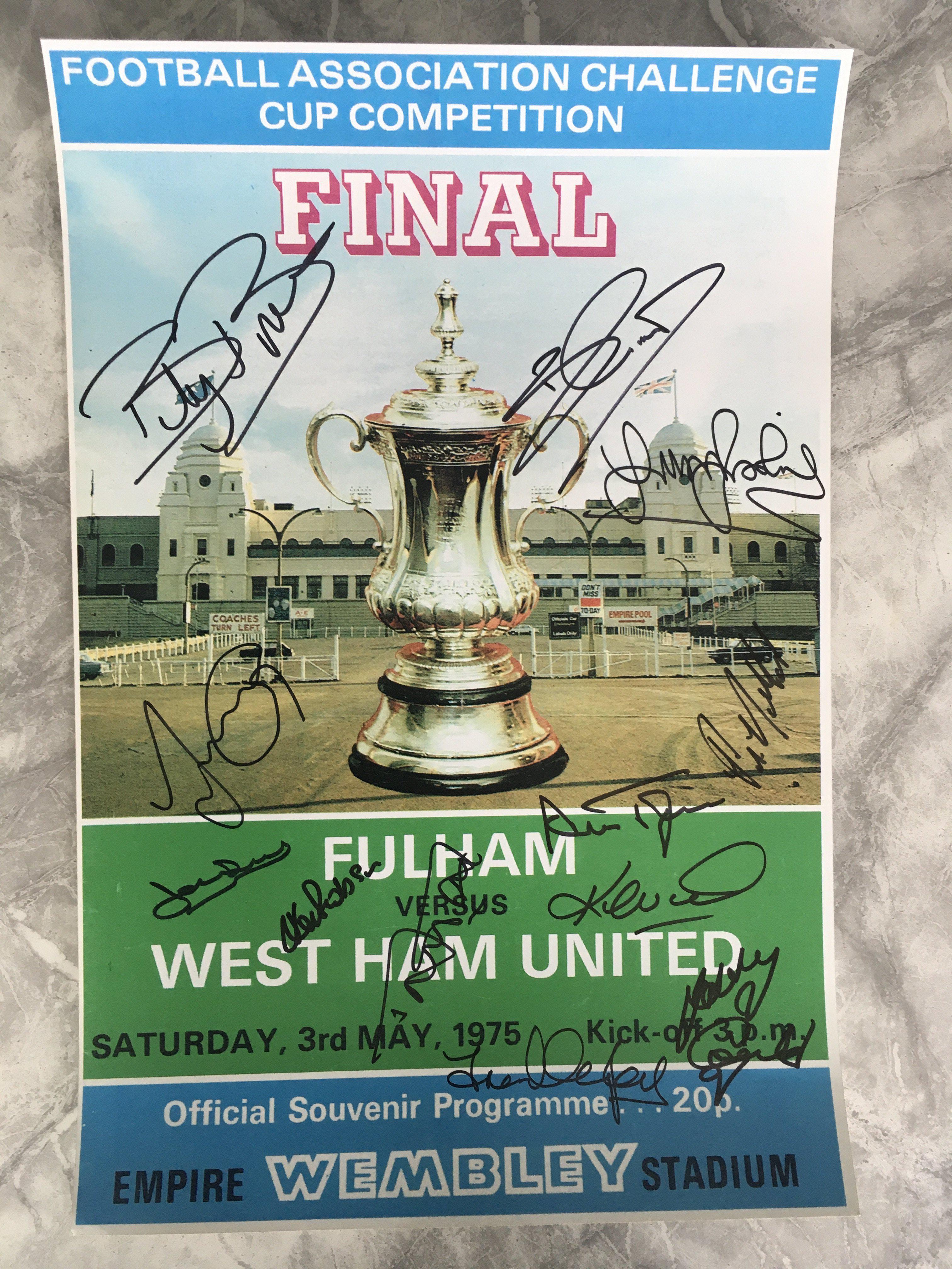 1975 FA Cup Final Signed Football Poster: 16 x 12