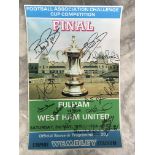 1975 FA Cup Final Signed Football Poster: 16 x 12