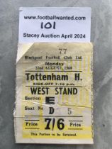 60/61 Blackpool v Tottenham Football Ticket: Incre