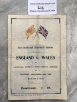 1944 England v Wales Football Programme: Full Inte