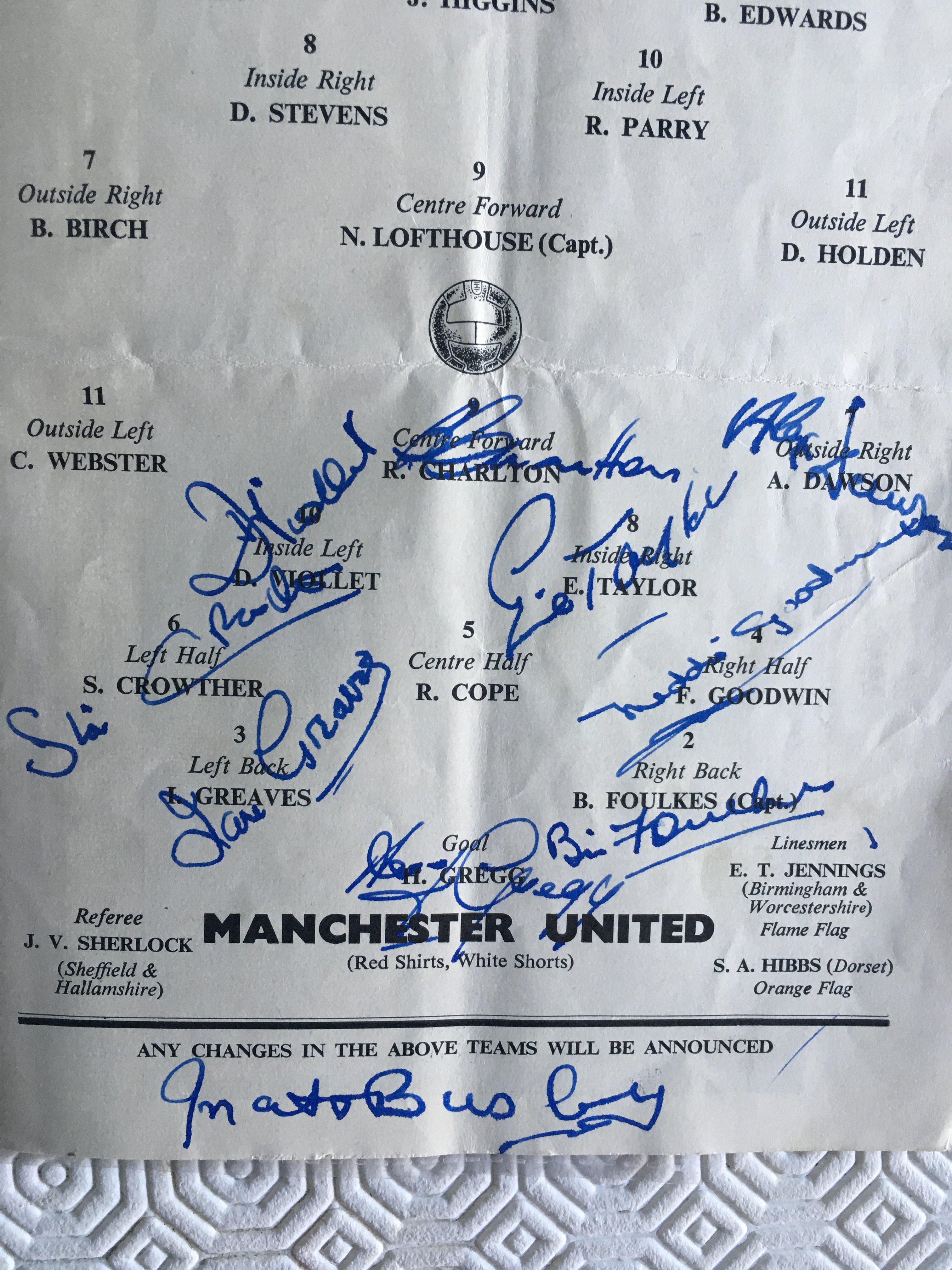 1958 Manchester United Signed FA Cup Final Program - Image 3 of 3