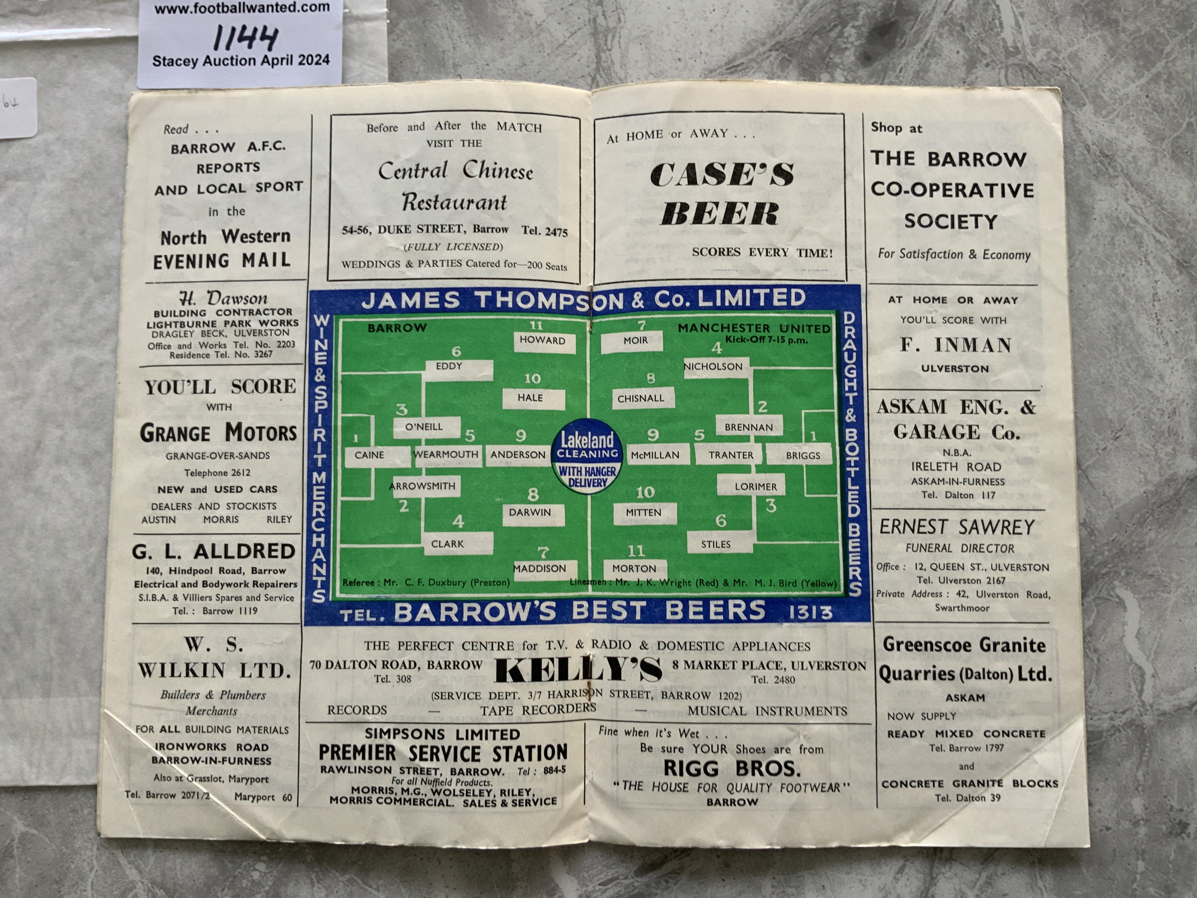 63/64 Barrow v Manchester United Lancs Cup Footbal - Image 2 of 2