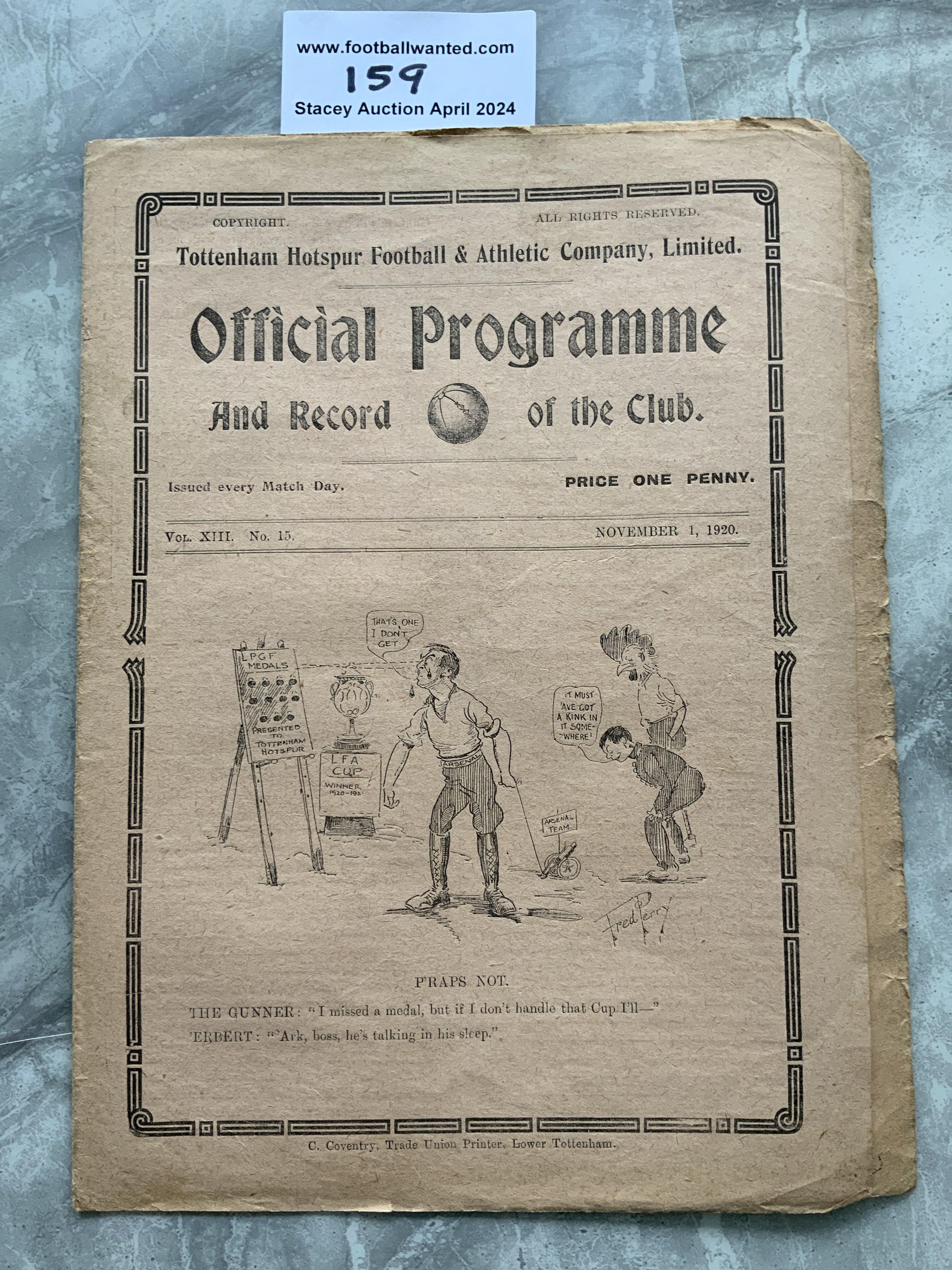 1920 - 1921 Tottenham v Arsenal Signed Football Pr